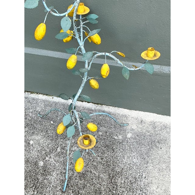 Vintage Boho Monumental Patinated Lemon Tree Candle Holder For Sale - Image 4 of 9