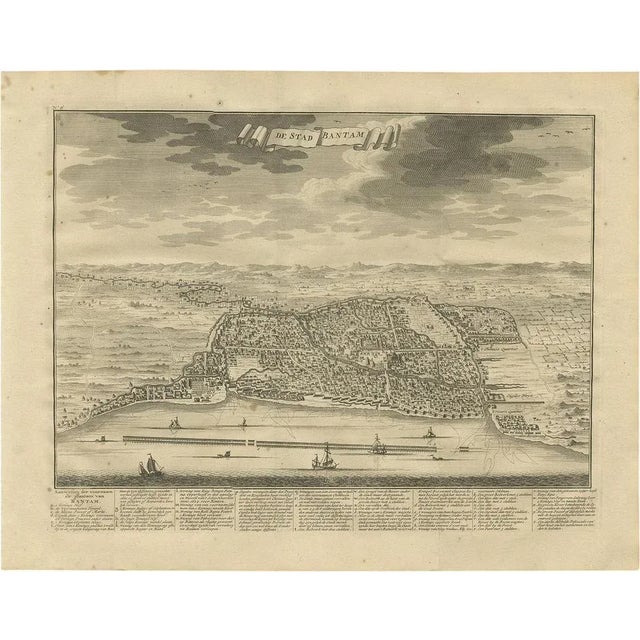 Early 18th Century Valentijn, Illustration of Bantam or Banten, Java, Indonesia, 1726, Print For Sale - Image 5 of 5