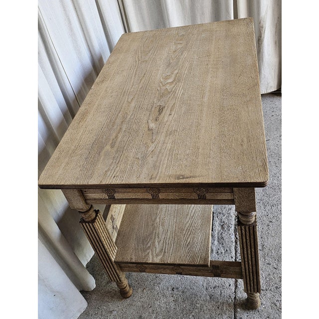 Vintage Library Table, Library Desk, Farm House, White, Bleached Oak For Sale - Image 9 of 13