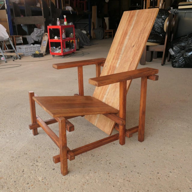 Wood Constructivist Oak Chair, 1970s For Sale - Image 7 of 9