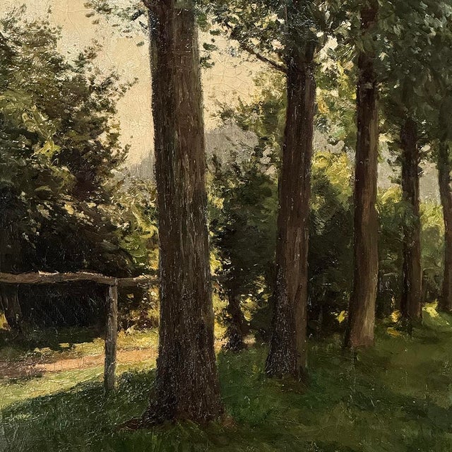 Antique Belgian Oil on Canvas Painting “Cows Grazing” by Xavier Wurth (1869-1933) For Sale - Image 11 of 15