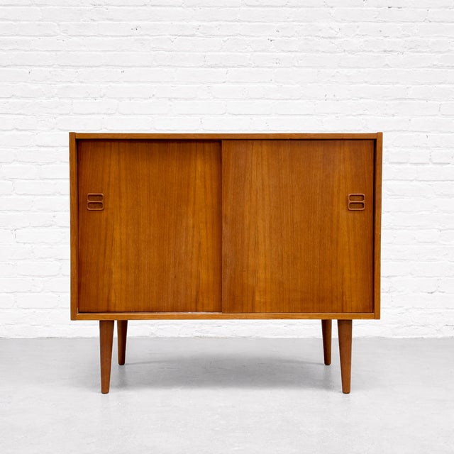 Mid-Century Modern Mid Century Modern Teak Jr. Credenza | Danish Storage Entryway Cabinet, Circa 1960's For Sale - Image 3 of 13
