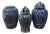 Set of 3 Large Blue & White Jars From Barclay Butera For Sale