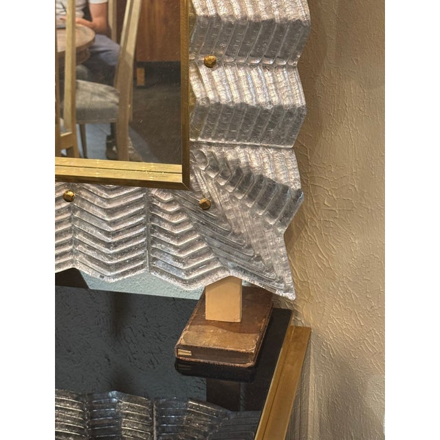 Murano Silver Glass Zigzag Mirror For Sale - Image 4 of 8