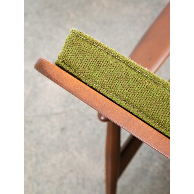 1960s Mid Century Danish Modern Lounge Chair Armchair Green Arms MCM Denmark Highback For Sale - Image 9 of 12