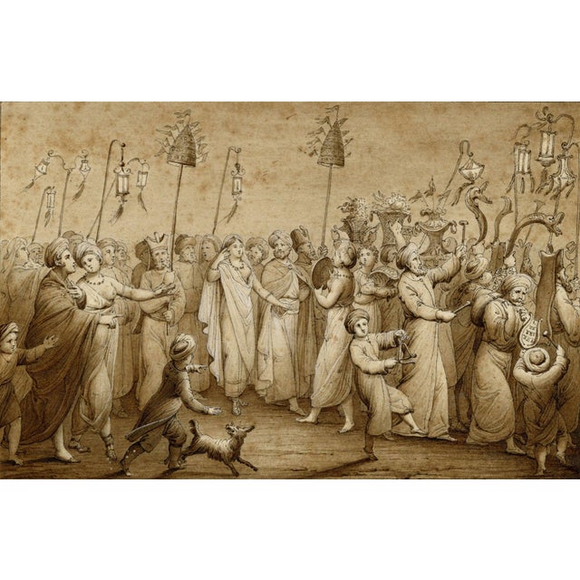 Thomas Charles Naudet, Mariage Moresque (Moorish Wedding Procession), 1800s, Watercolor For Sale - Image 3 of 11