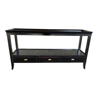 Large Black and Gold Console Table For Sale