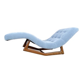 Wave Chaise Reupholstered in Baby Blue Mohair Pearsall Style With Multiple Positions For Sale