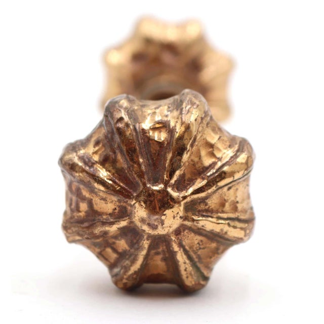 Cast Brass Gilded Fluted Passage Door Knob Set For Sale - Image 4 of 9
