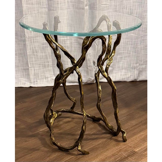 Contemporary Studio a by Global Views Twistwood Side Table-Antique Brass For Sale - Image 3 of 8
