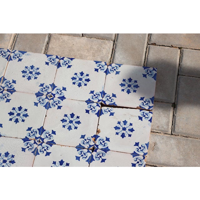 19th Century Floral Blue & White Set of Sixty Portuguese Tiles For Sale - Image 9 of 18