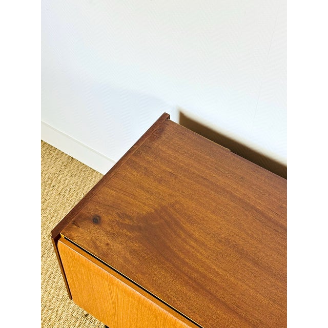 Low Scandinavian Teak Sideboard with Metal Compass Legs, 1960 For Sale - Image 16 of 17