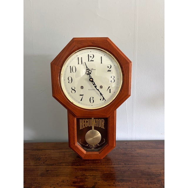 Wood Vintage Seth Thomas Regulator Wall Clock | Westminster Chime For Sale - Image 7 of 8