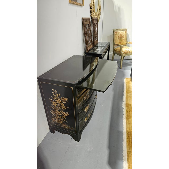 1970s Hand Painted Black Lacquer Chinoiserie Chest For Sale - Image 5 of 5