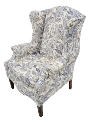 1990s Floral Embroidery Wingback Armchair