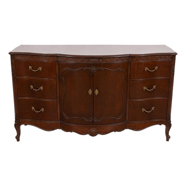 1980s Drexel Heritage French Provincial Louis XV Carved Fruitwood Chest of Drawers For Sale