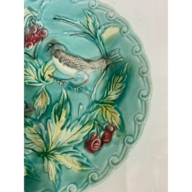 French Majolica Bird Plate Late 19Th. Century. By Onnaing For Sale In West Palm - Image 6 of 8