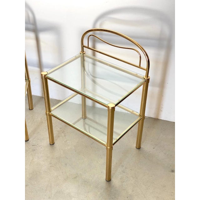 Mid-Century Modern Brass Bedside Tables, 1980s, Set of 2 For Sale - Image 3 of 9