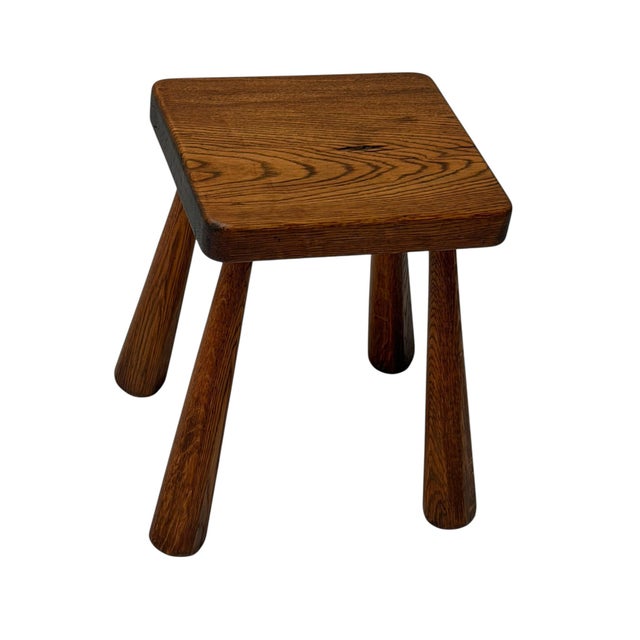 1960s Brutalist Stool in Oak, Dutch Design, Mid-Century, 1960s For Sale - Image 5 of 11