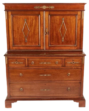 Antique Empire French Mahogany and Gilt Metal Mounted Cabinet on Chest