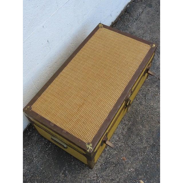 Brown Hollywood Regency Wicker Cedar Hope Chest Blanket Trunk 6326 For Sale - Image 8 of 13