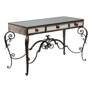 Iron and Mirror Console Table For Sale