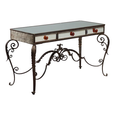 Iron and Mirror Console Table For Sale