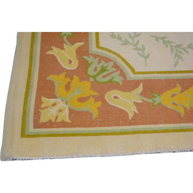 Art Deco Vintage Chinese Art Deco Hand Knotted Wool Rug, 9'8'' X 10'3'' For Sale - Image 3 of 6