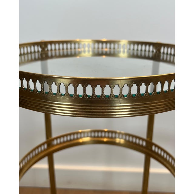 1940s Pair of round bar carts with removable tops, Maison Jansen, Attributed For Sale - Image 10 of 12