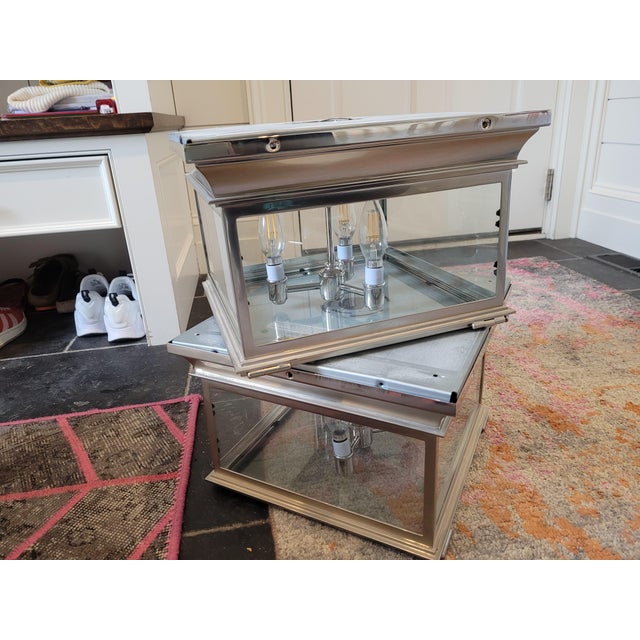 Contemporary Visual Comfort for Chapman & Myers Club Square Ceiling Light For Sale - Image 3 of 5