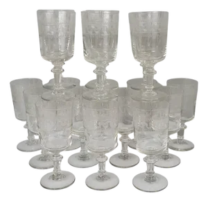 Set of 18 Water/Wine Glasses, 19th Century, 1890s, Set of 18