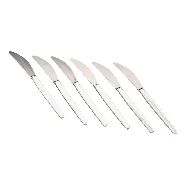 Cypress Lunch Knives in Sterling Silver and Stainless Steel by Georg Jensen, 1940s, Set of 6 For Sale