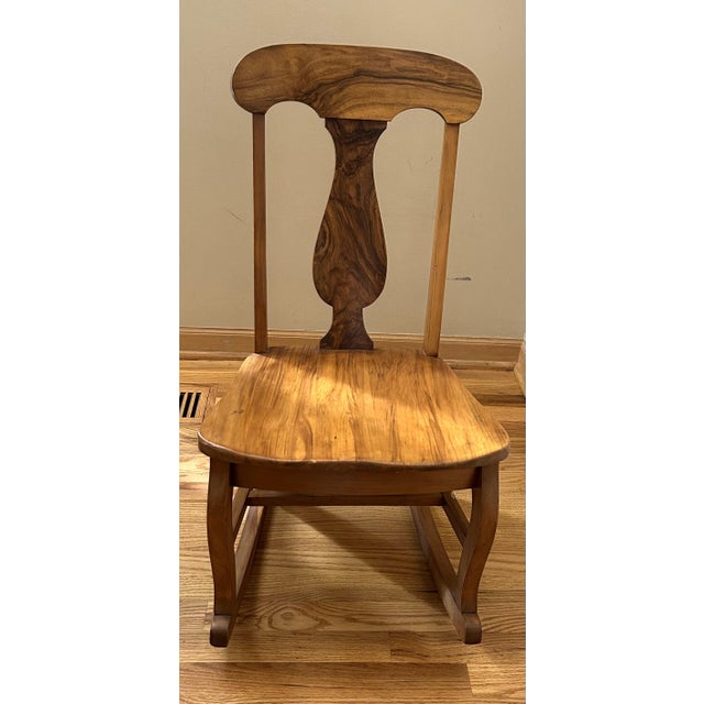 Vintage Handcrafted Child-Size Small Wooden Rocker For Sale In Chicago - Image 6 of 7