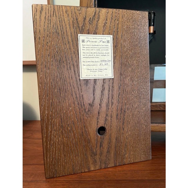 Vintage Jim Dailey Present Time Handmade Oak Arts & Crafts Mission Mantel Clock 2004 Signed For Sale - Image 9 of 12