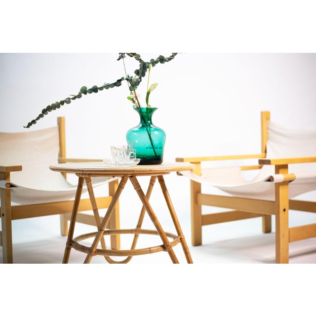 Mid-Century Modern Lounge Chairs in Wood with Canvas, 1960s, Set of 2 For Sale - Image 9 of 10