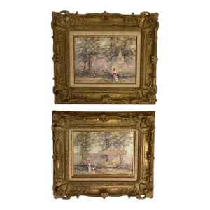 1980s American Impressionist Oil Paintings by E. J. Cygne, Oil on Canvas - a Pair