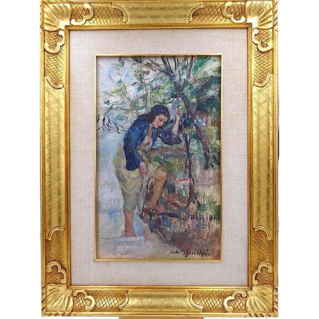 Painting done in oil on canvas applied to panel by Venetian painter Carlo Cherubini (Ancona 1897-1978 Venice) around the...