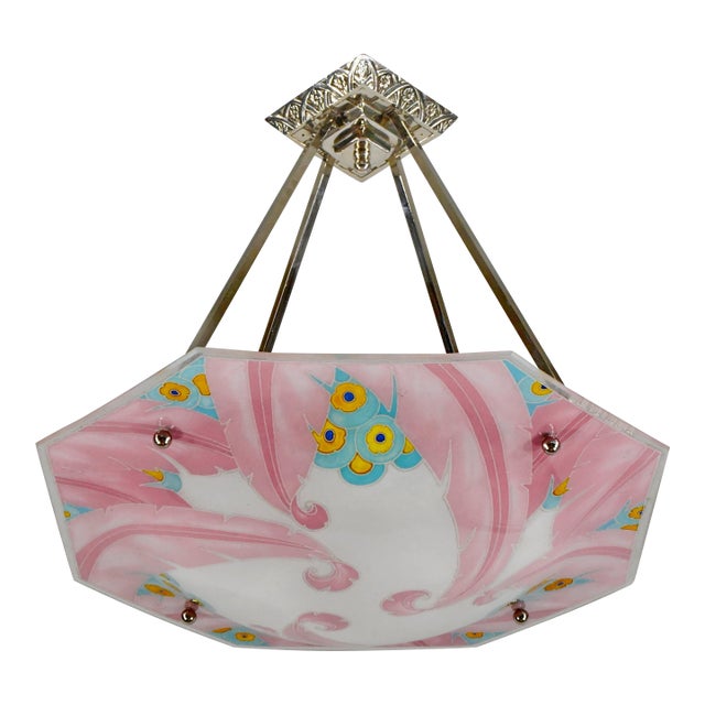 French Art Deco Pendant Light by Loys Lucha 1930 France For Sale