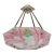 Loys Lucha French Art Deco Pendant Light 1930s - Octagonal Pink Enameled Floral Bowl For Sale