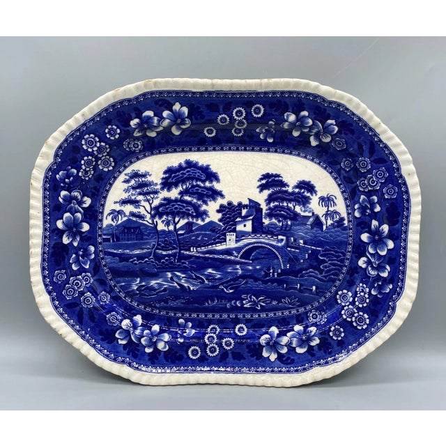 Antique English Copeland Spode's Tower Blue and White Platter For Sale - Image 13 of 13