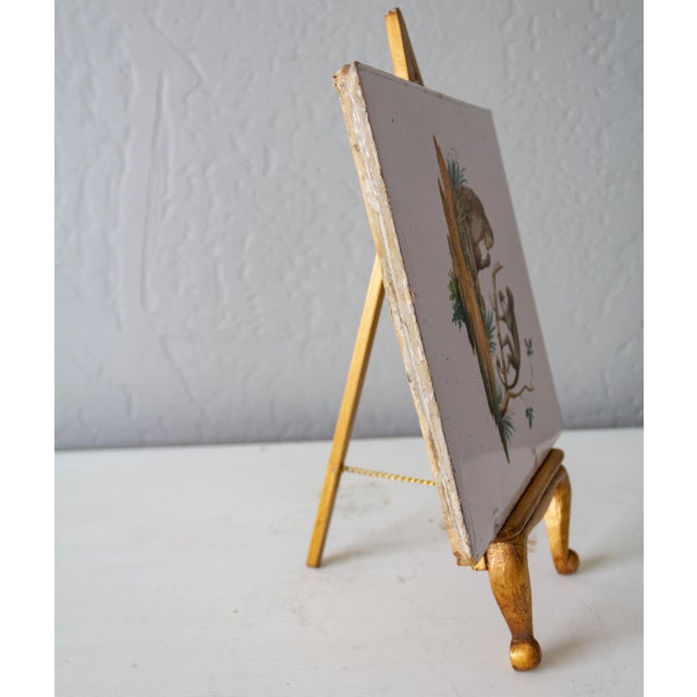 Two 19th Century Majolica Tin Glazed Hand Painted Monkey Tiles For Sale - Image 9 of 11