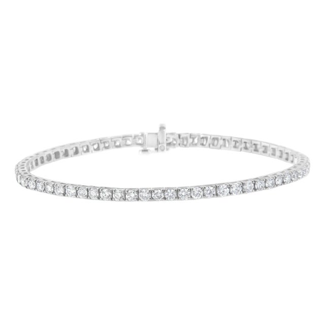 IGI Certified 5.0 Cttw Cut Diamond 14K White Gold Classic 7” Tennis Bracelet (H-I Color, I1-I2 Clarity) For Sale