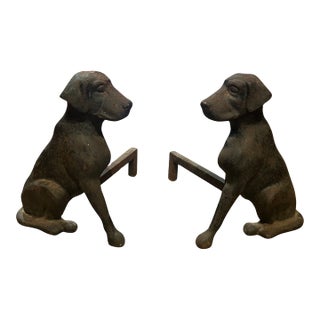 Pair of Early 20th Century Labrador Andirons For Sale