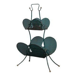 Mathieu Matégot Black Metal Two-Tier Magazine Rack For Sale