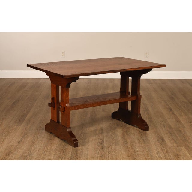 Mission Gustav Stickley Antique Mission Oak Library Table For Sale - Image 3 of 15