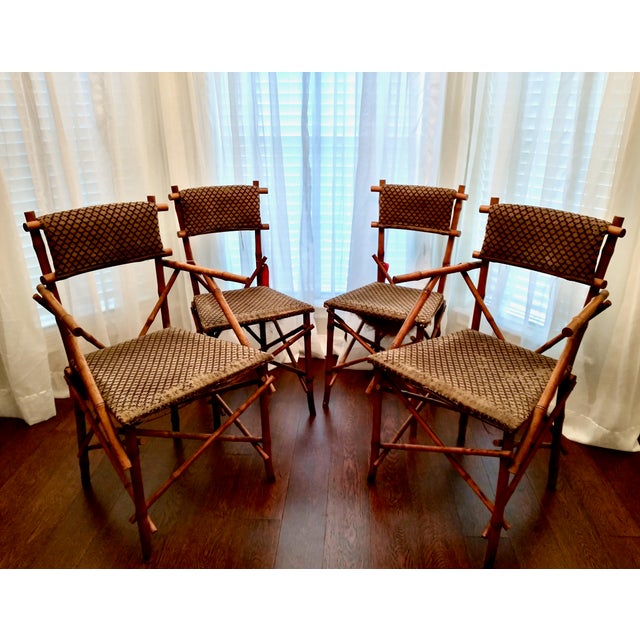 Rare and exceptional is this set of four Thonet faux bamboo chairs. Featured in the 1904 Illustrated Catalogue, “Bambus-...