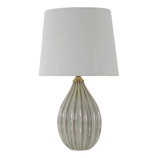 Modern Danish Pumpkin Shape with Creme Coloured Glaze Ceramic Table Lamp by Laurine, 1960s For Sale