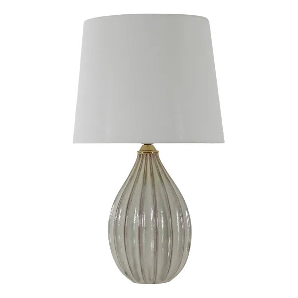 Modern Danish Pumpkin Shape with Creme Coloured Glaze Ceramic Table Lamp by Laurine, 1960s For Sale