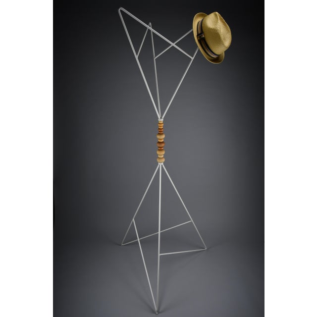 Postmodern Sculptural White Lacquered Steel Coat Stand with Turned Wooden Beads, 1988 For Sale - Image 15 of 16