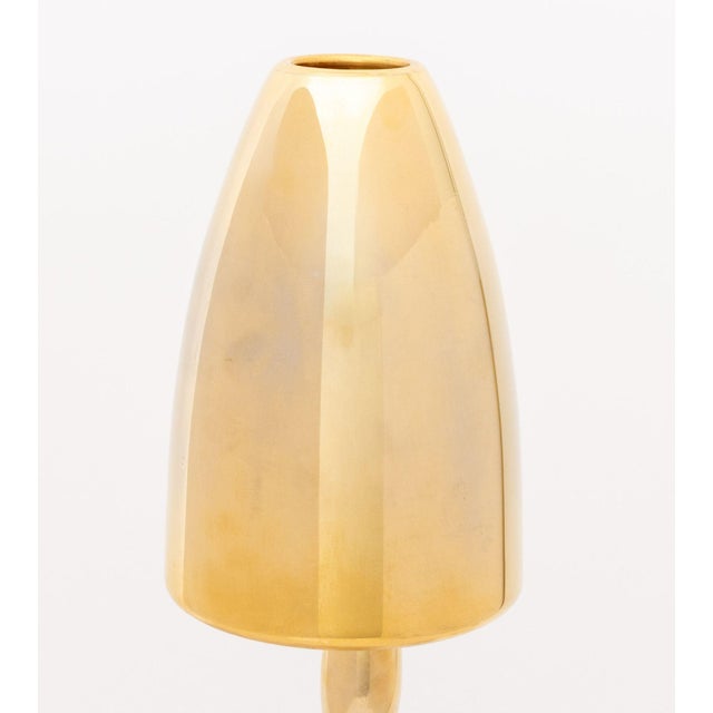 Mid-Century Modern Style Gold-Tone Table Lamp, elongated form. 21.5" H x 6" Diameter. Provenance: From a Tribeca, New York...